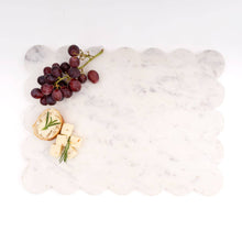 Load image into Gallery viewer, White Marble Scalloped Serving Board