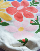 Load image into Gallery viewer, Primary Blooms Canvas Tote Bag with Vegan Leather Handles