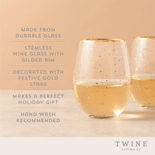 Load image into Gallery viewer, Starlight Gold-Accented Stemless Wine Glasses - Set of 2