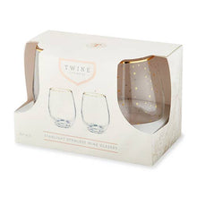 Load image into Gallery viewer, Starlight Gold-Accented Stemless Wine Glasses - Set of 2