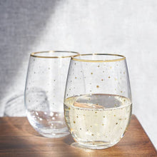 Load image into Gallery viewer, Starlight Gold-Accented Stemless Wine Glasses - Set of 2