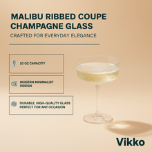 Load image into Gallery viewer, Malibu Ribbed Glass 10 Oz Champagne Coupe, Clear