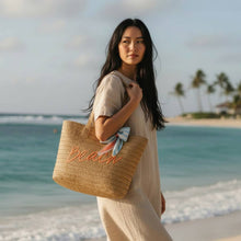 Load image into Gallery viewer, Straw & Sun Tote – Beach
