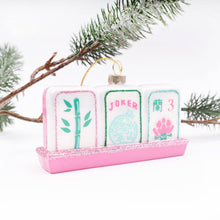 Load image into Gallery viewer, 8 Oak Lane - Mahjong Tile Hand-Painted Glass Christmas Ornament