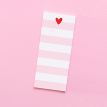 Load image into Gallery viewer, Heart Striped Tall & Skinny Notepad