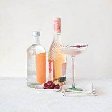 Load image into Gallery viewer, Stemmed Champagne/Coupe Glass w/ Pink Stem & Green Base