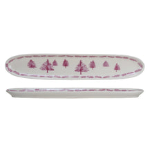 Load image into Gallery viewer, Pink & Cream Stoneware Dish with Trees