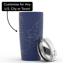 Load image into Gallery viewer, Ashland, Holliston or Hopkinton Town Map 20oz Travel Tumbler