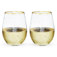 Load image into Gallery viewer, Starlight Gold-Accented Stemless Wine Glasses - Set of 2