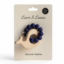 Load image into Gallery viewer, Navy Blue Whale Silicone & Beechwood Teether