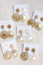 Load image into Gallery viewer, Gold Pinwheel Drop Earrings