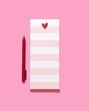 Load image into Gallery viewer, Heart Striped Tall & Skinny Notepad