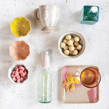 Load image into Gallery viewer, Enameled Metal Tray w/ Abstract Design & Gold Finish Rim