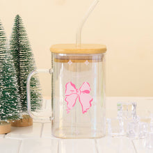 Load image into Gallery viewer, Pink Bow Square Glass Cup
