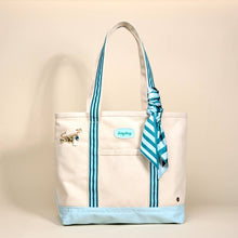 Load image into Gallery viewer, The Darling Canvas Tote Bag – Sicily Stripes Teal
