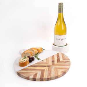 Marble & Wood Round Serving Board