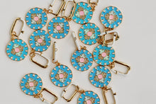 Load image into Gallery viewer, Blue Capri Tile Enamel Charm Statement Earrings
