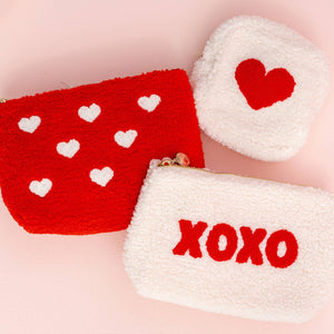 Cream Teddy Pouch - XOXO