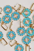 Load image into Gallery viewer, Blue Capri Tile Enamel Charm Statement Earrings
