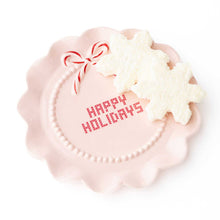 Load image into Gallery viewer, 8 Oak Lane - Happy Holidays Blush Pink Ceramic Dessert Plate
