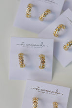 Load image into Gallery viewer, Double Diamond Chunky Gold Hoop Earrings
