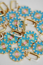 Load image into Gallery viewer, Blue Capri Tile Enamel Charm Statement Earrings
