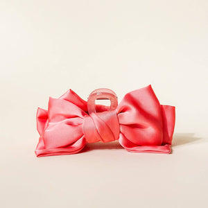 Satin Bow Claw Clip - Rose