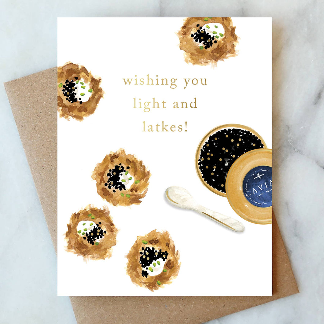 Latkes and Caviar Hanukkah Greeting Card