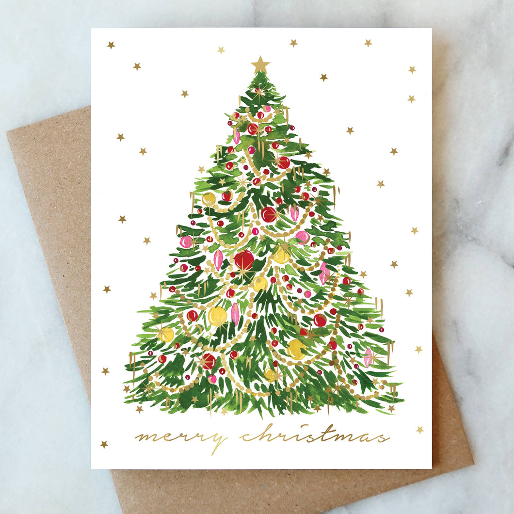 Tinsel Christmas Tree Holiday Card
