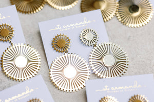 Gold Pinwheel Drop Earrings