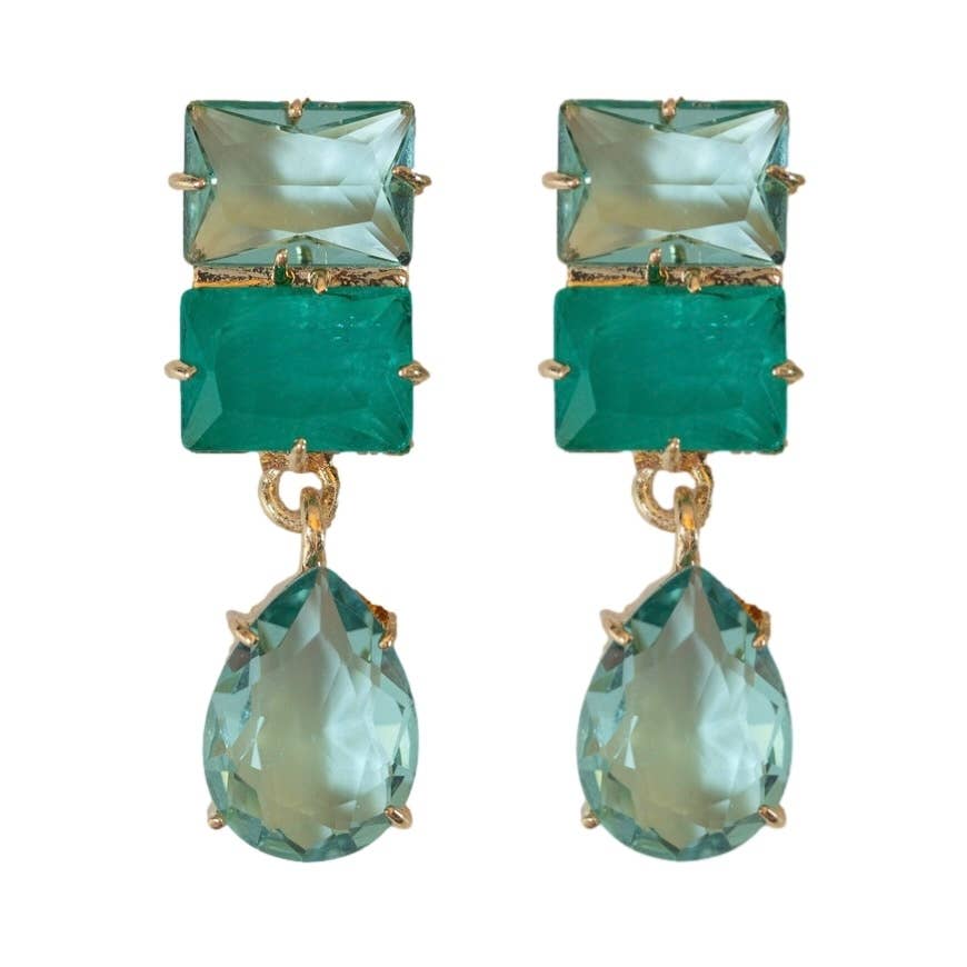 Amalfi Turquoise Ombre Gem Drop Statement Earrings