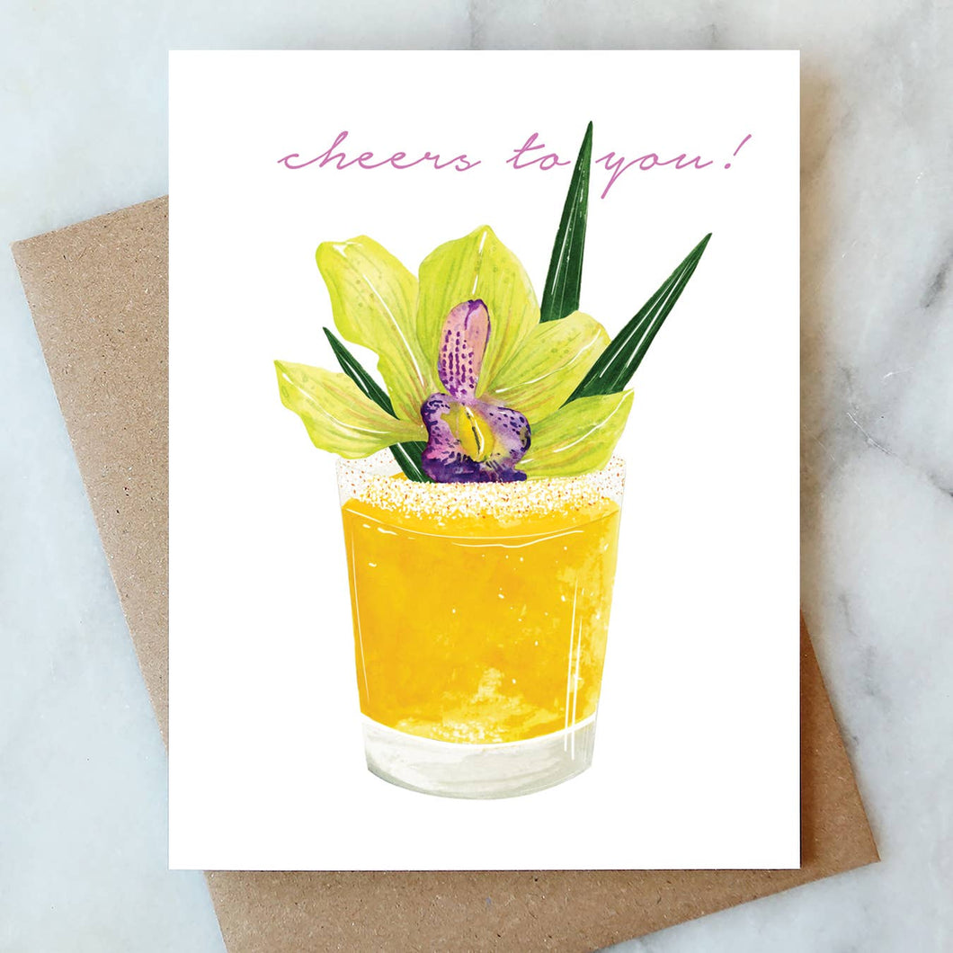 Tropical Cocktail Cheers Greeting Card
