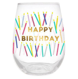 Happy Birthday Candles Wine Glass