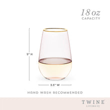 Load image into Gallery viewer, Rose Crystal Gold-Rimmed Stemless Wine Glasses - Set of 2
