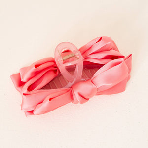 Satin Bow Claw Clip - Rose