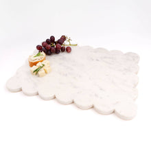 Load image into Gallery viewer, White Marble Scalloped Serving Board
