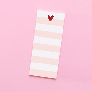 Heart Striped Tall & Skinny Notepad