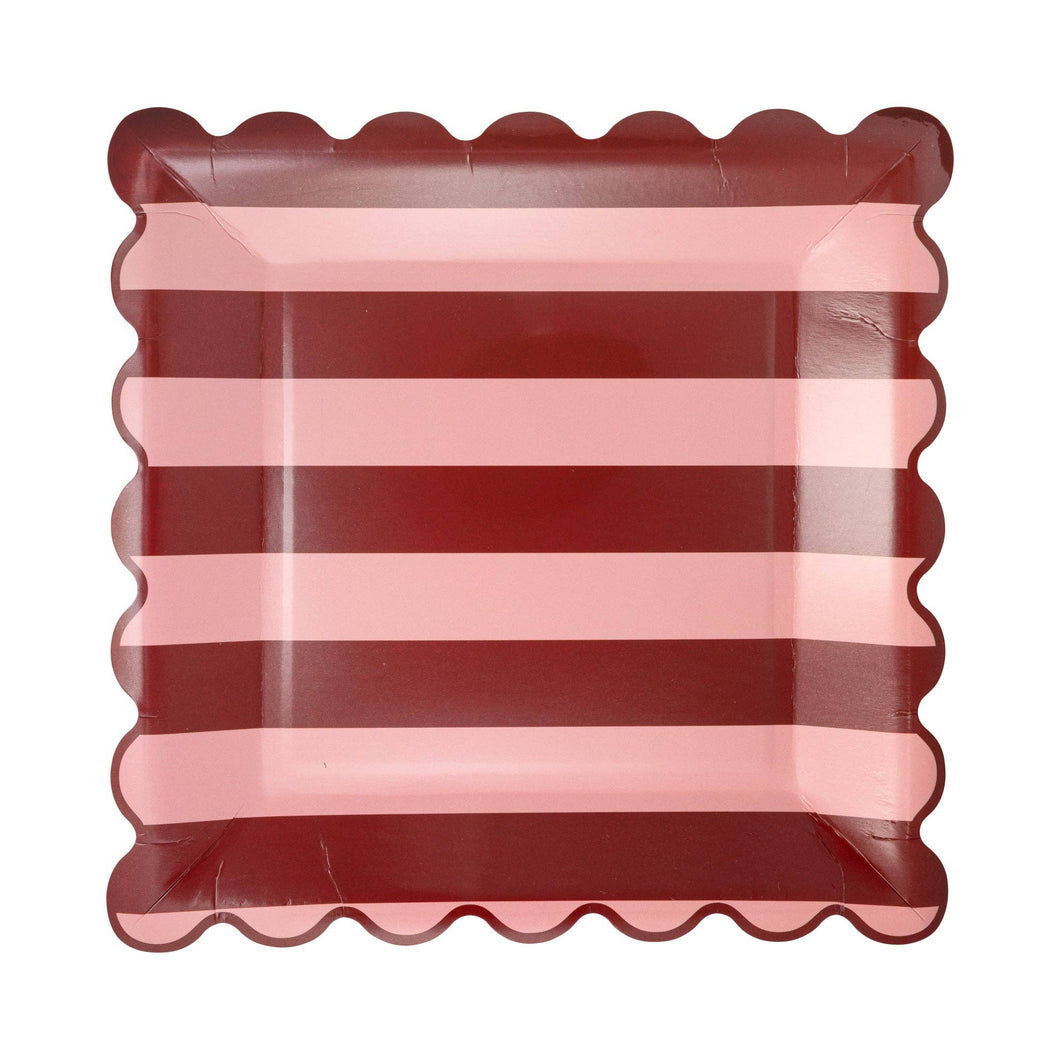 Pink & Burgundy Striped Plate