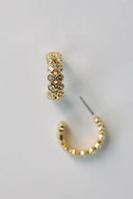 Load image into Gallery viewer, Double Diamond Chunky Gold Hoop Earrings
