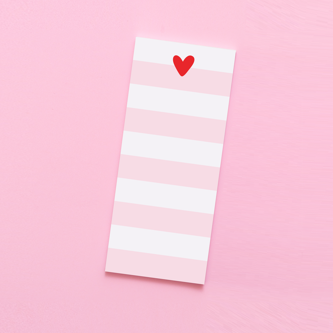 Heart Striped Tall & Skinny Notepad