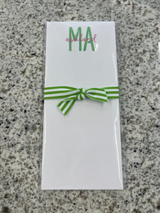 Ashland Green and Pink Skinnie Notepad