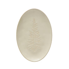 Load image into Gallery viewer, Oval Debossed Stoneware Platter with Tree Design, White
