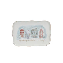 Load image into Gallery viewer, Stoneware Platter w/ Village Christmas Scene &amp; Gold Electroplating
