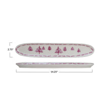 Load image into Gallery viewer, Pink &amp; Cream Stoneware Dish with Trees
