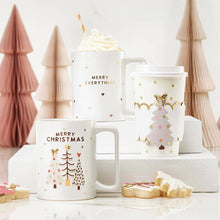 Load image into Gallery viewer, Gold Foil Ceramic Organic Mug - Merry Everything Hearts
