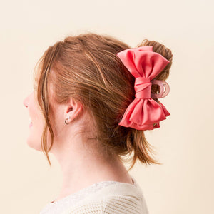 Satin Bow Claw Clip - Rose