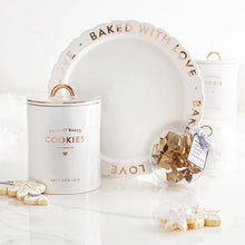 Load image into Gallery viewer, Ceramic Gold Foil Cake Plate - Baked With Love
