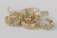 Load image into Gallery viewer, Double Diamond Chunky Gold Hoop Earrings
