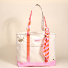 Load image into Gallery viewer, The Darling Canvas Tote Bag – Sicily Stripes Pink
