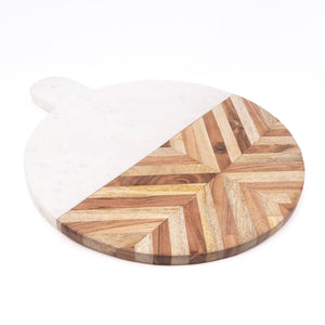 Marble & Wood Round Serving Board